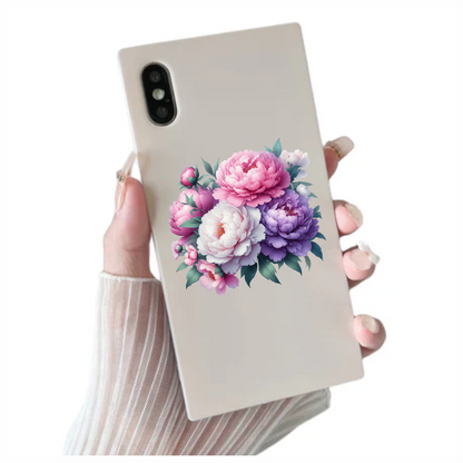 Pink White Purple Peony Flower Bunch Vinyl Sticker Decal
