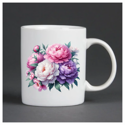 Pink White Purple Peony Flower Bunch Vinyl Sticker Decal