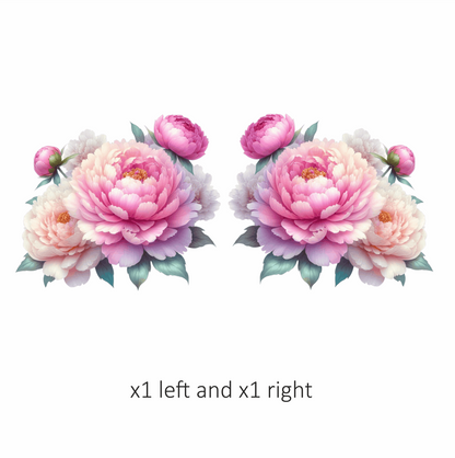 Pink Peony Flower Green Leaves Vinyl Sticker Decal