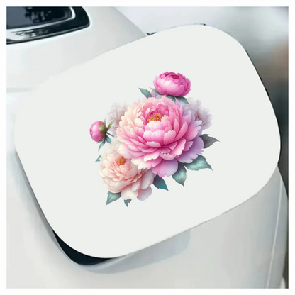 Pink Peony Flower Green Leaves Vinyl Sticker Decal