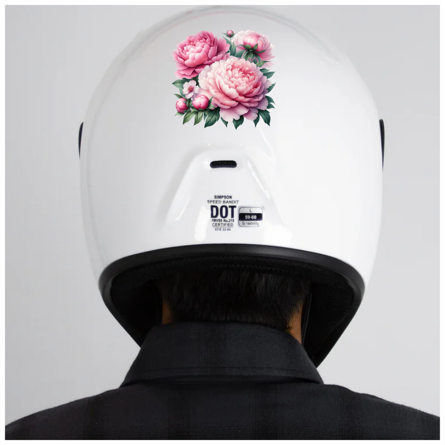 Pink Peony Flowers Green Leaves Vinyl Sticker Decal