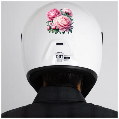 Pink Peony Flowers Green Leaves Vinyl Sticker Decal