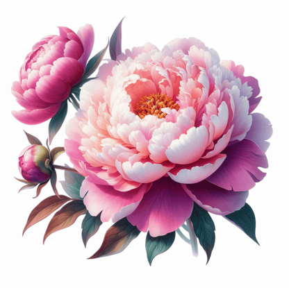 Pink Flower Bloom Green Leaves Vinyl Sticker Decal
