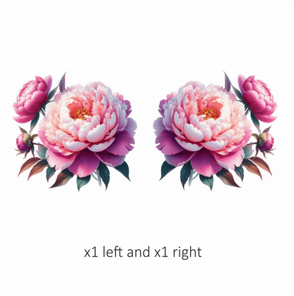 Pink Flower Bloom Green Leaves Vinyl Sticker Decal