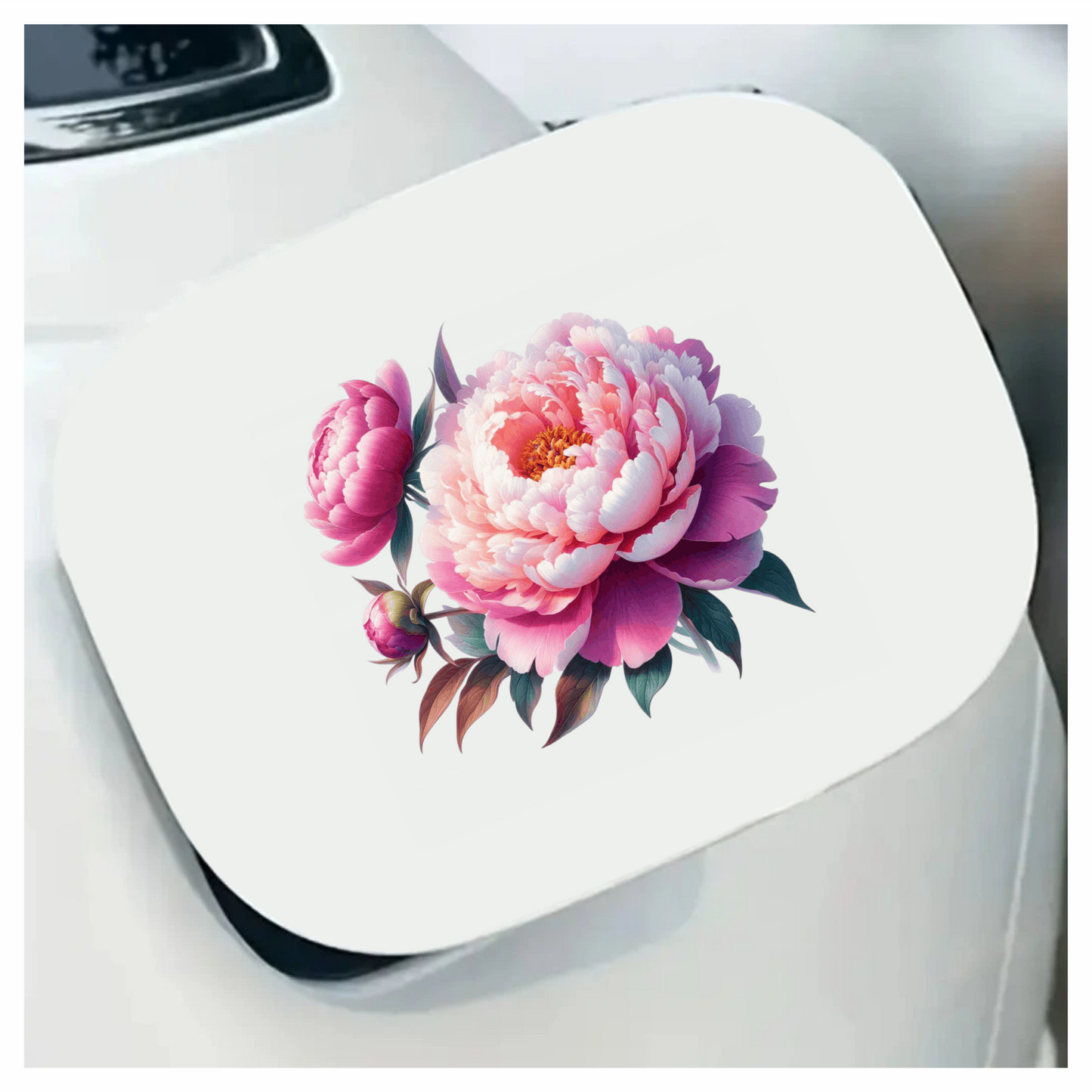 Pink Flower Bloom Green Leaves Vinyl Sticker Decal