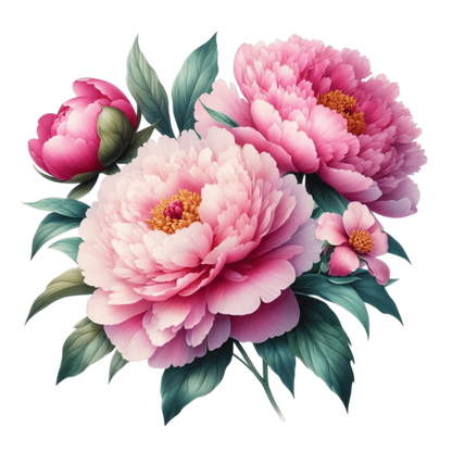 Pink Flowers Green Leaves Blooming Garden Vinyl Sticker Decal