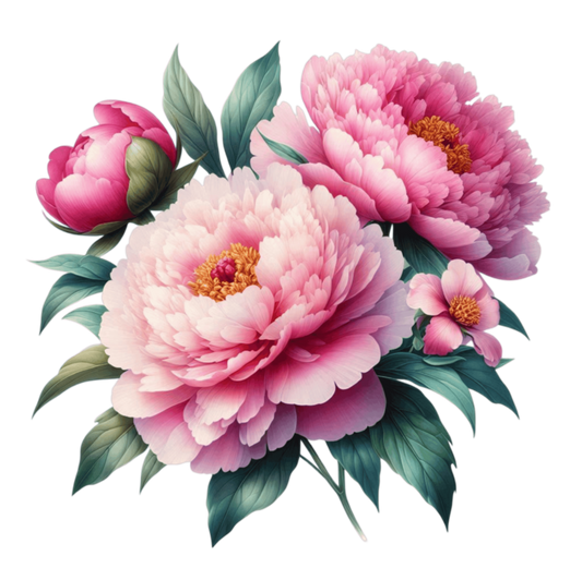 Pink Flowers Green Leaves Blooming Garden Vinyl Sticker Decal