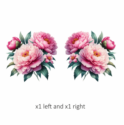 Pink Flowers Green Leaves Blooming Garden Vinyl Sticker Decal