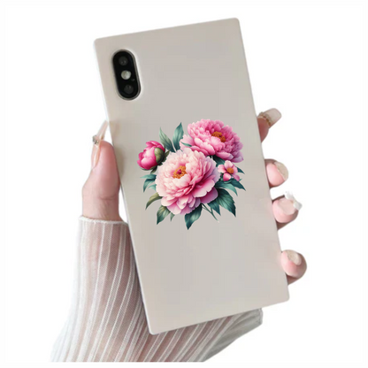 Pink Flowers Green Leaves Blooming Garden Vinyl Sticker Decal