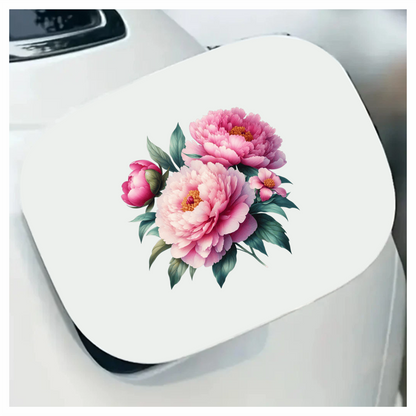 Pink Flowers Green Leaves Blooming Garden Vinyl Sticker Decal