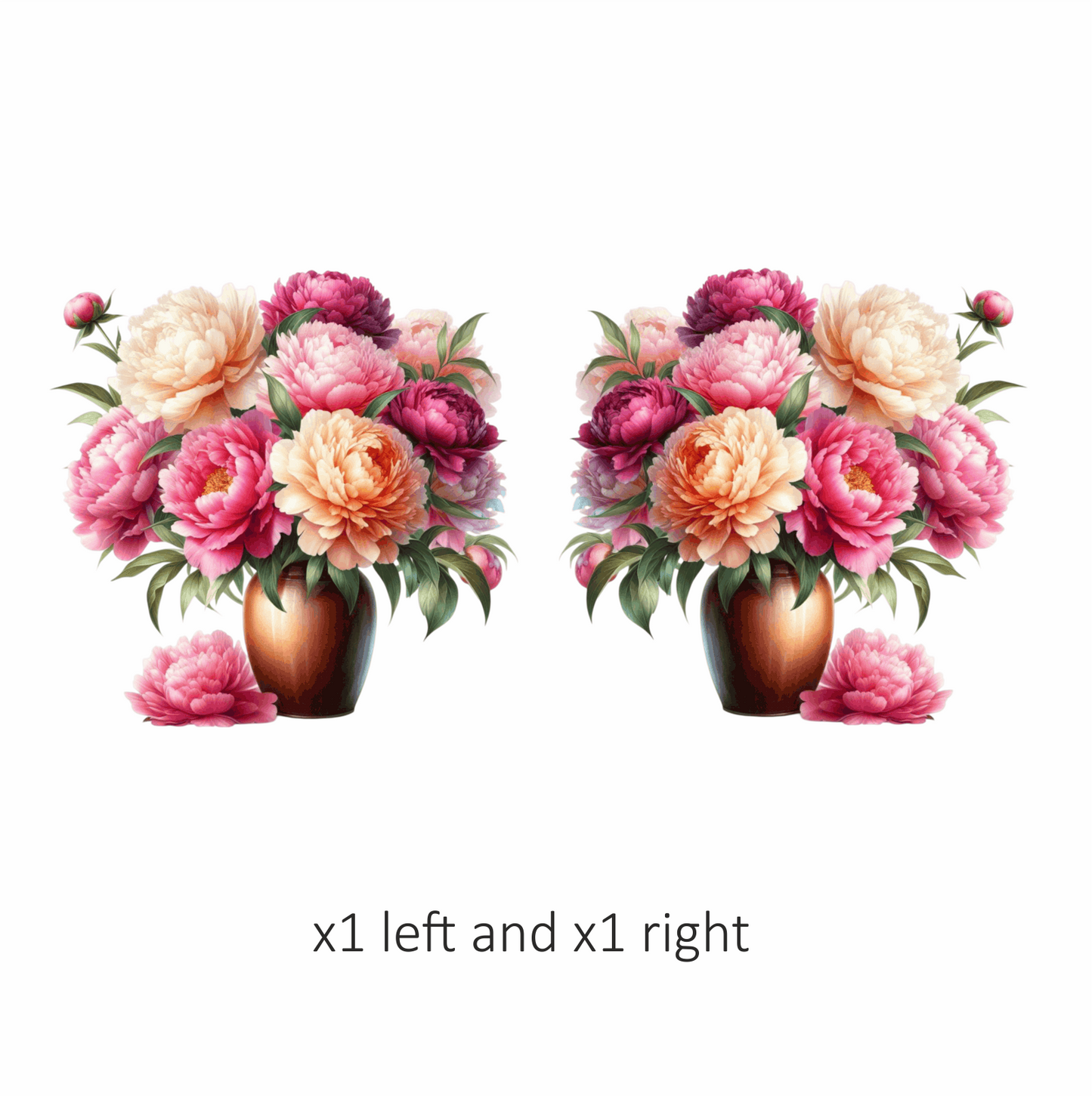 Pink White Orange Red Flowers Vase Vinyl Sticker Decal