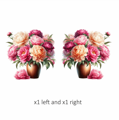 Pink White Orange Red Flowers Vase Vinyl Sticker Decal