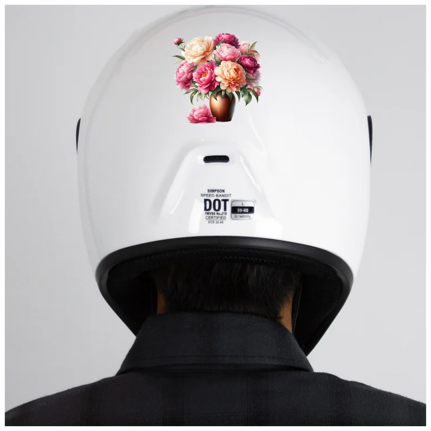 Pink White Orange Red Flowers Vase Vinyl Sticker Decal