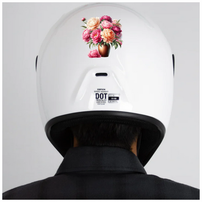 Pink White Orange Red Flowers Vase Vinyl Sticker Decal