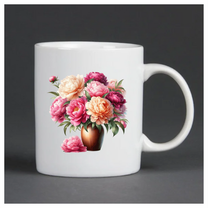Pink White Orange Red Flowers Vase Vinyl Sticker Decal