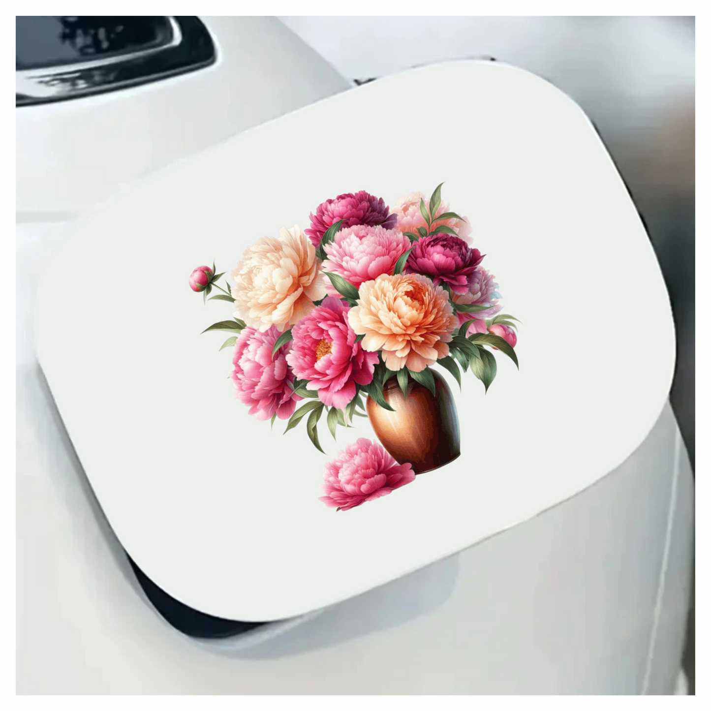 Pink White Orange Red Flowers Vase Vinyl Sticker Decal
