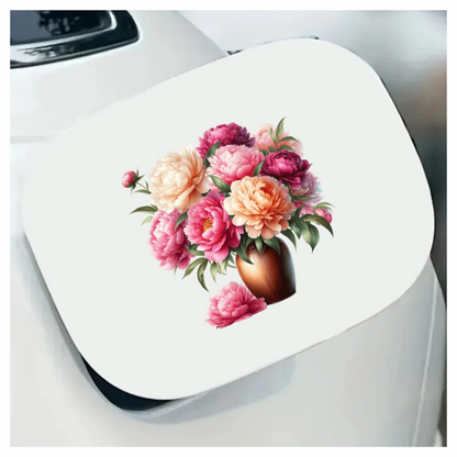 Pink White Orange Red Flowers Vase Vinyl Sticker Decal