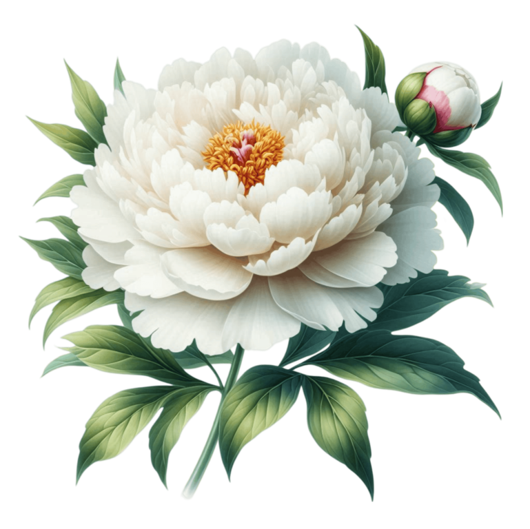 White Flower Green Leaves Blooming Bud Vinyl Sticker Decal