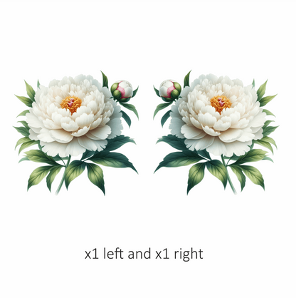 White Flower Green Leaves Blooming Bud Vinyl Sticker Decal