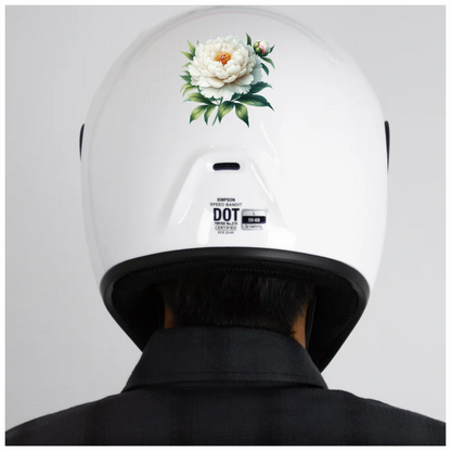 White Flower Green Leaves Blooming Bud Vinyl Sticker Decal
