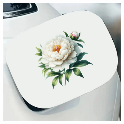 White Flower Green Leaves Blooming Bud Vinyl Sticker Decal