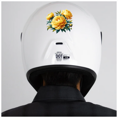 Yellow Peony Flowers Green Leaves Vinyl Sticker Decal