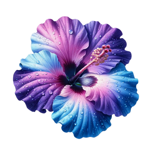 Purple Blue Hibiscus Flower With Water Vinyl Sticker Decal