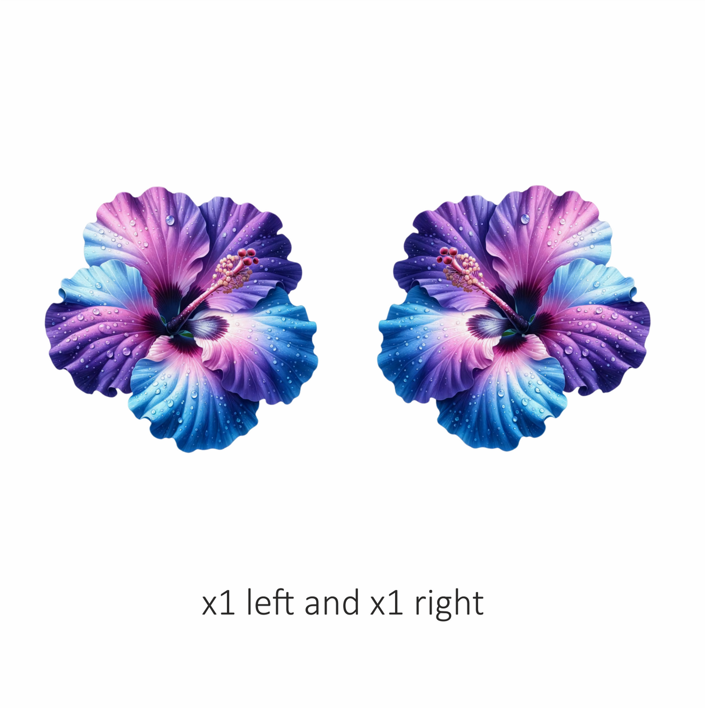 Purple Blue Hibiscus Flower With Water Vinyl Sticker Decal