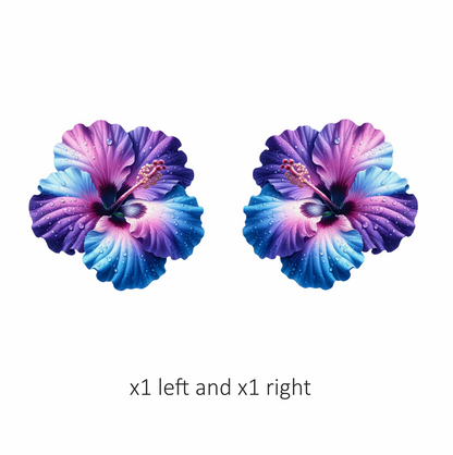 Purple Blue Hibiscus Flower With Water Vinyl Sticker Decal