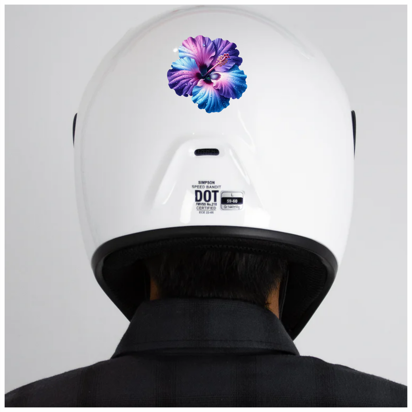 Purple Blue Hibiscus Flower With Water Vinyl Sticker Decal