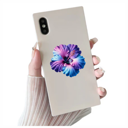 Purple Blue Hibiscus Flower With Water Vinyl Sticker Decal