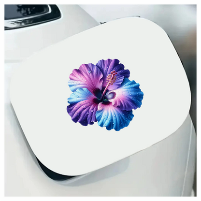 Purple Blue Hibiscus Flower With Water Vinyl Sticker Decal