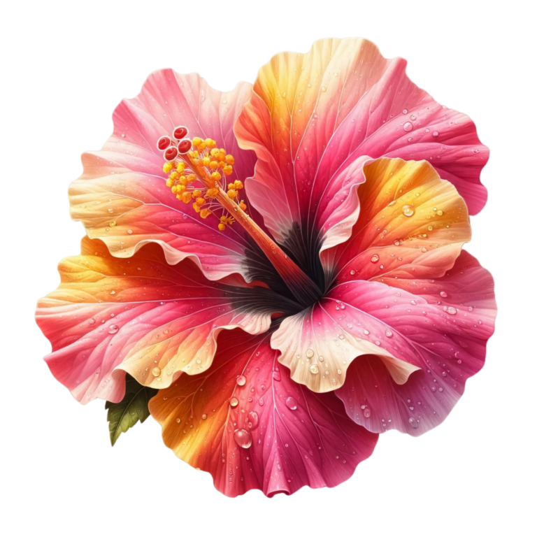 Pink Yellow Hibiscus Flower Water Vinyl Sticker Decal