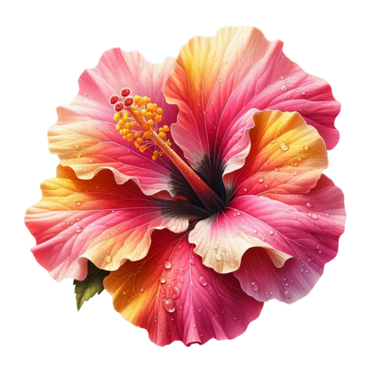 Pink Yellow Hibiscus Flower Water Vinyl Sticker Decal