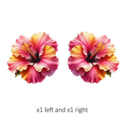 Pink Yellow Hibiscus Flower Water Vinyl Sticker Decal