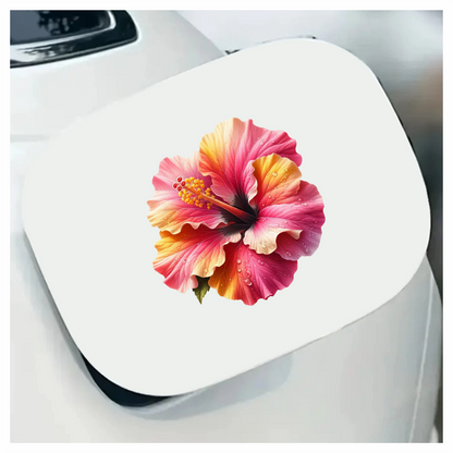 Pink Yellow Hibiscus Flower Water Vinyl Sticker Decal