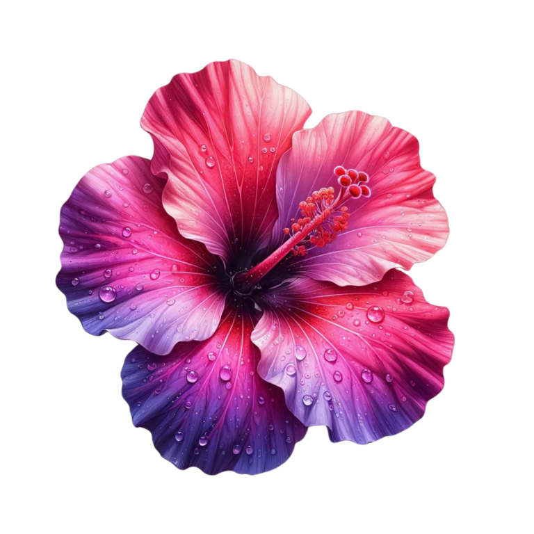 Pink Hibiscus Flower With Water Vinyl Sticker Decal