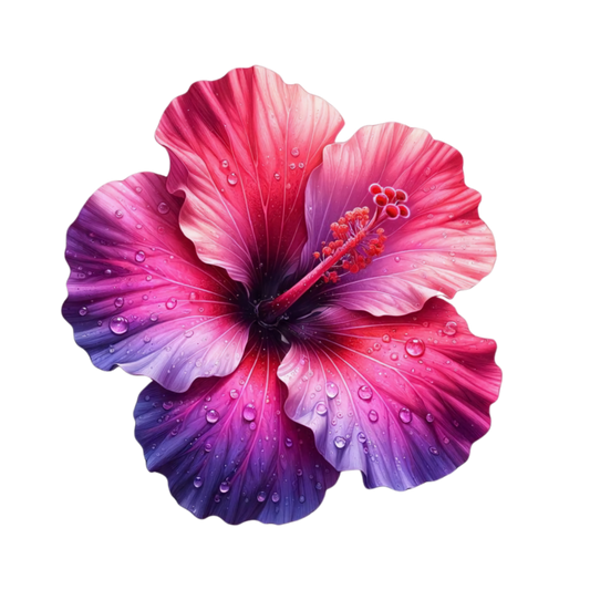 Pink Hibiscus Flower With Water Vinyl Sticker Decal