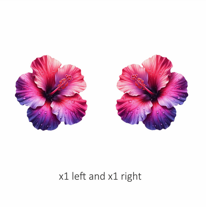 Pink Hibiscus Flower With Water Vinyl Sticker Decal