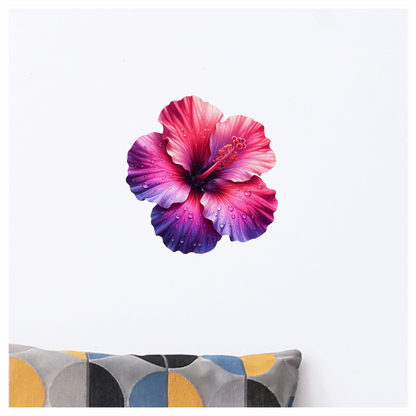 Pink Hibiscus Flower With Water Vinyl Sticker Decal