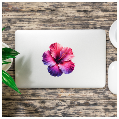 Pink Hibiscus Flower With Water Vinyl Sticker Decal