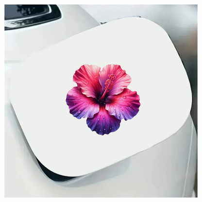 Pink Hibiscus Flower With Water Vinyl Sticker Decal