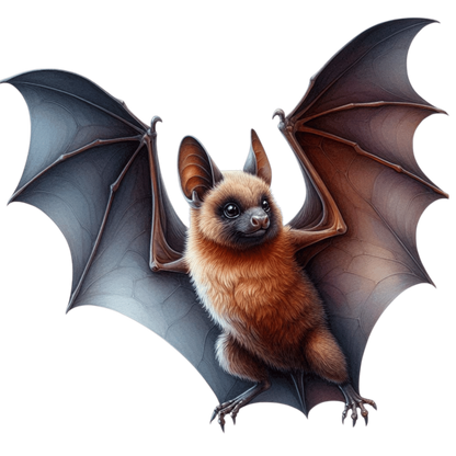 Brown Bat Open Wings Flying Vinyl Sticker Decal