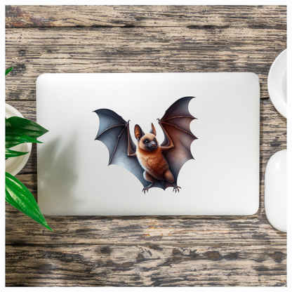 Brown Bat Open Wings Flying Vinyl Sticker Decal