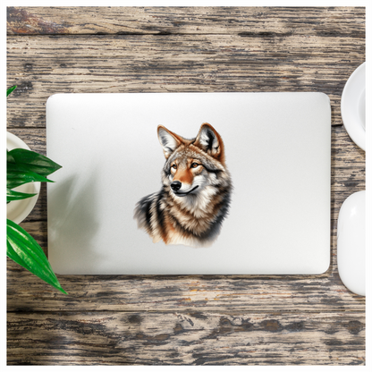 Brown Coyote Realistic Animal Portrait Vinyl Sticker Decal