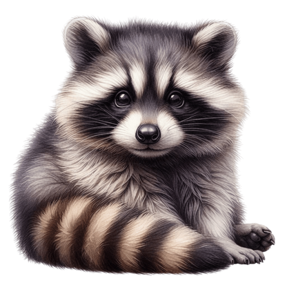 Gray Baby Raccoon Sitting Cute Vinyl Sticker Decal