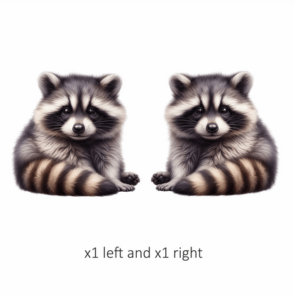 Gray Baby Raccoon Sitting Cute Vinyl Sticker Decal