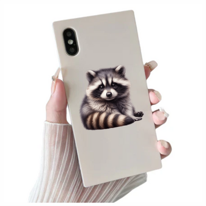 Gray Baby Raccoon Sitting Cute Vinyl Sticker Decal