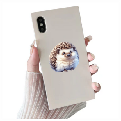 Brown White Cute Hedgehog Animal Vinyl Sticker Decal