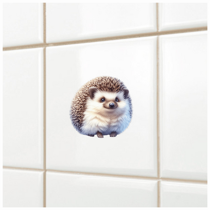 Brown White Cute Hedgehog Animal Vinyl Sticker Decal